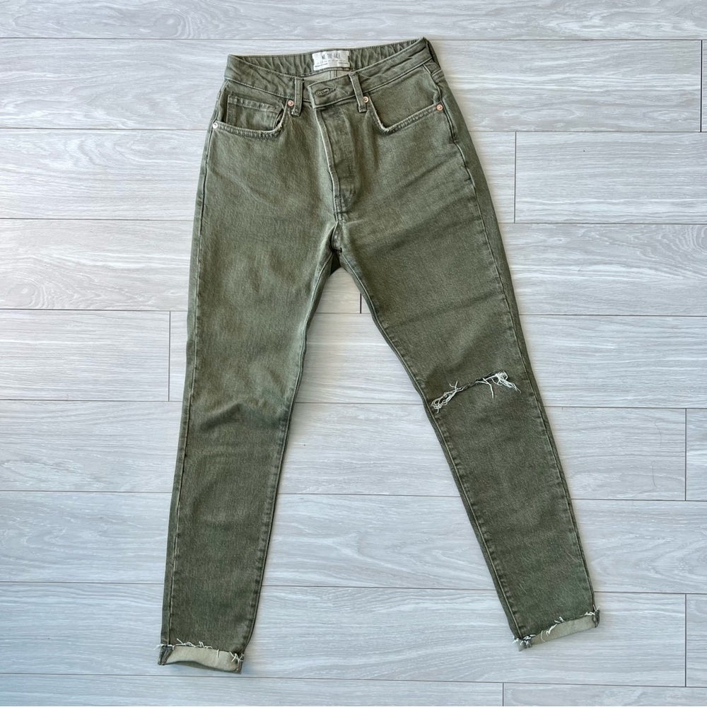 FREE PEOPLE Raw Edge Slim Fit High Waist Distressed Cropped Jeans